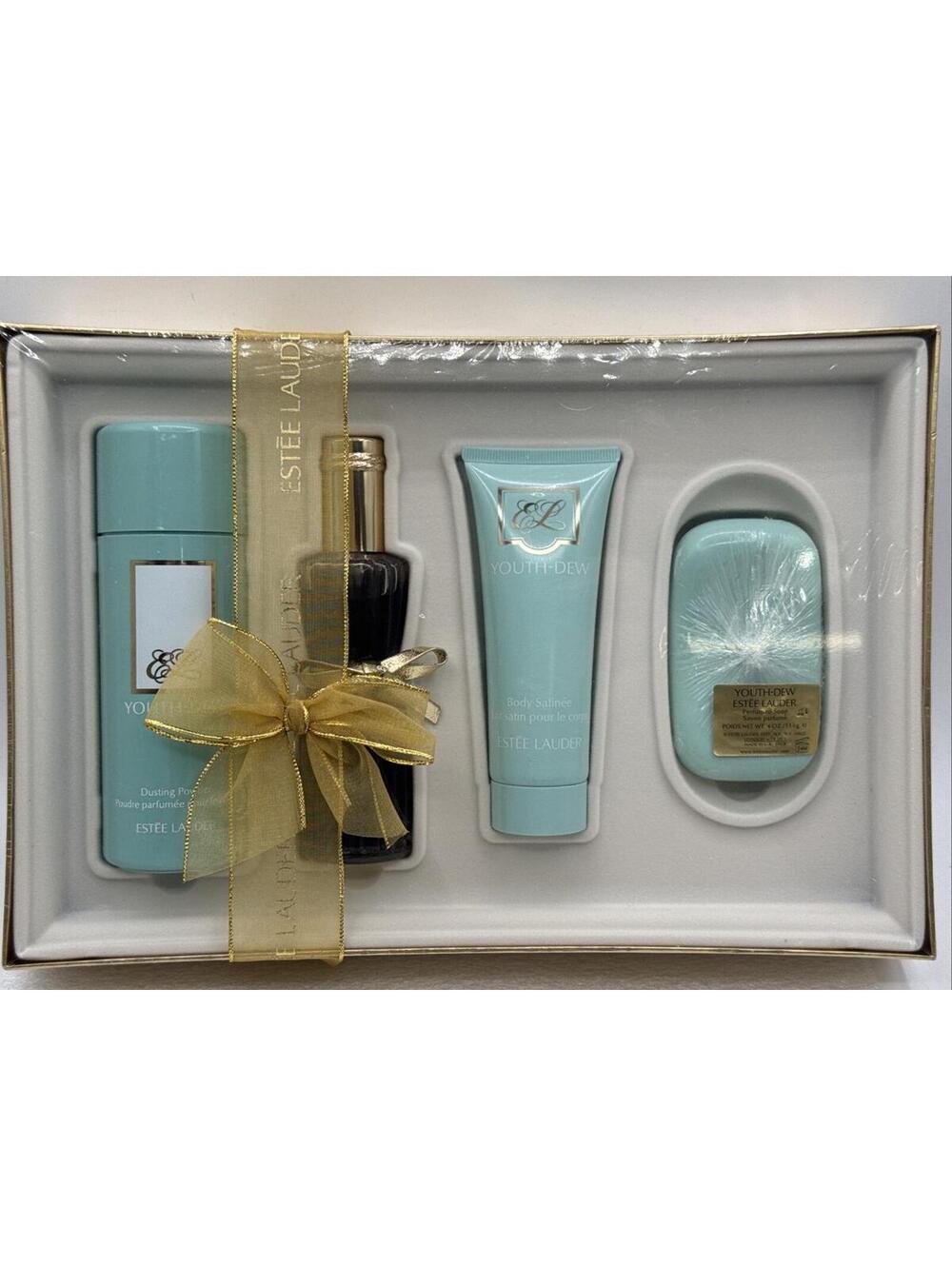 Estee Lauder Youth-Dew Favorites 4-Piece Gift Set Sealed Soap Stainee Powder…